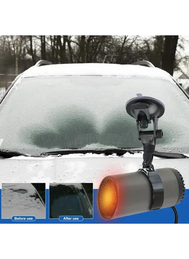 Fast Heating Cup Shape Car Warm Air Blower Portable Fan Window Defroster Demister Car Heater with Rotating Sucker Base