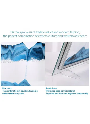 5-inch Flowing Sand Landscape Painting 3D Glass Moving Sand Art Painting Ornament Liquid Hourglass Home Decor - Black / White / Orange / Yellow