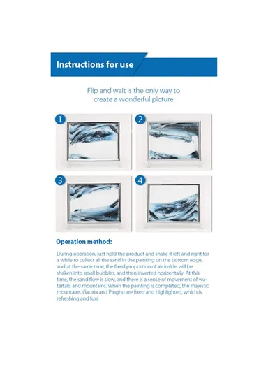 5-inch Flowing Sand Landscape Painting 3D Glass Moving Sand Art Painting Ornament Liquid Hourglass Home Decor - Black / White / Orange / Yellow