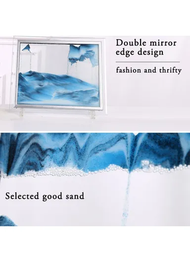 5-inch Flowing Sand Landscape Painting 3D Glass Moving Sand Art Painting Ornament Liquid Hourglass Home Decor - Black / White / Pink