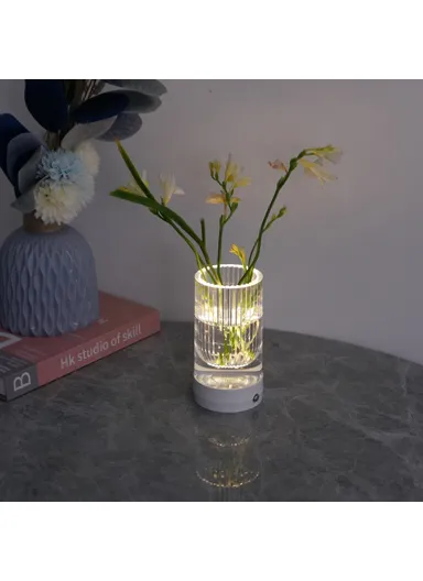 Creative Floral Vase Night Light Touch Control 3 Color Modes Bedroom ,Bar Restaurant Atmosphere Lamp