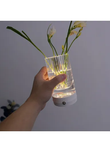 Creative Floral Vase Night Light Touch Control 3 Color Modes Bedroom ,Bar Restaurant Atmosphere Lamp