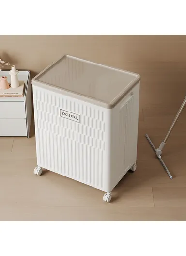 Foldable Clothes Storage Box with Wheels Large Capacity Plastic Laundry Basket Quilt Organizer