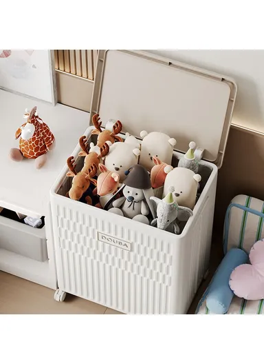 Foldable Clothes Storage Box with Wheels Large Capacity Plastic Laundry Basket Quilt Organizer