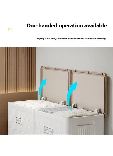 Foldable Clothes Storage Box with Wheels Large Capacity Plastic Laundry Basket Quilt Organizer