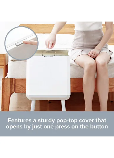 14L Large Capacity High Waste Bin with Press Lid Dry Wet Separation Plastic Trash Can for Office Kitchen - White &amp; Black