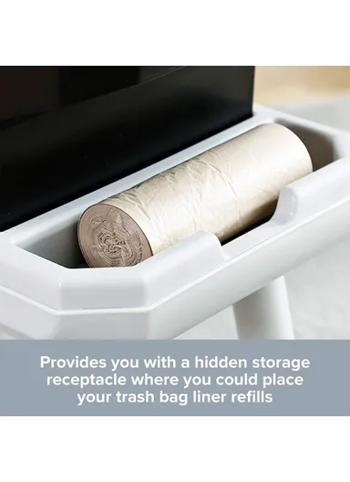 14L Large Capacity High Waste Bin with Press Lid Dry Wet Separation Plastic Trash Can for Office Kitchen - White &amp; Grey