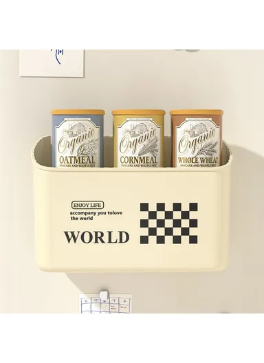 3Pcs / Set Magnetic Refrigerator Storage Box No Drill Plastic Kitchen Organizer Container - (M, L)