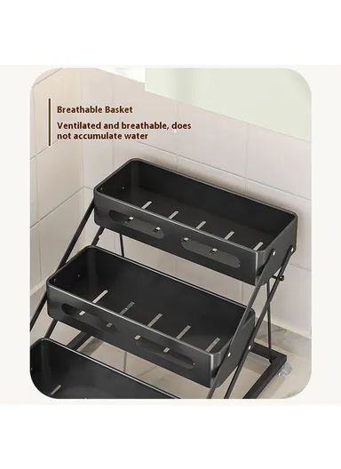 3-Tier Kitchen Spice Rack Organizer Carbon Steel Storage Shelf with Draining Slots