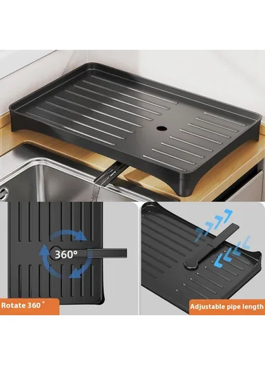 Carbon Steel Foldable Dish Rack Kitchen Countertop, Organizer with Cutlery Holder &amp; Cutting Board Holder Drip Tray