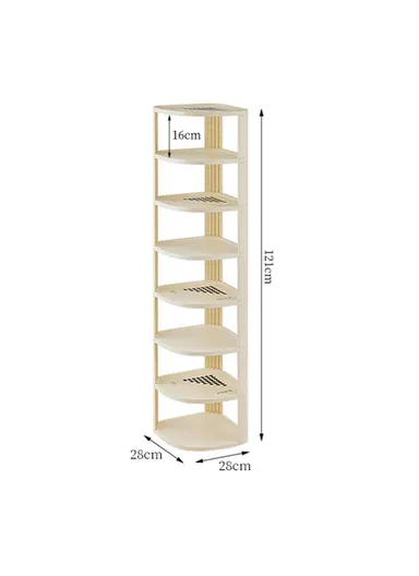 8 Tier Shoe Rack, Home Entryway Corner Space Saving Organizer, PP Storage Shelf (L28 x W28 x H121)cm