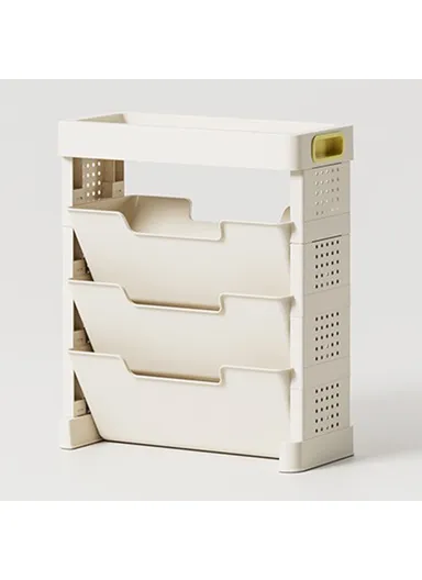 3-Tier Classroom Desk Side Book Storage Rack PP Stationery Organizer without Drawer and Wheels
