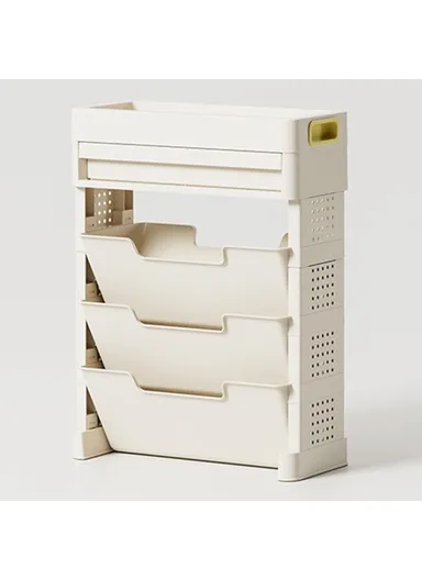 3-Tier Classroom Desk Side Book Storage Rack PP Stationery Organizer with Drawer