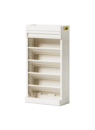 5-Tier Books Storage Rack Multi-Function Organizer Desk Side PP Bookshelf with Drawer