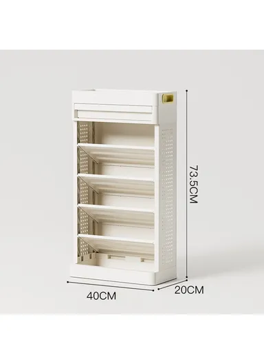 5-Tier Books Storage Rack Multi-Function Organizer Desk Side PP Bookshelf with Drawer