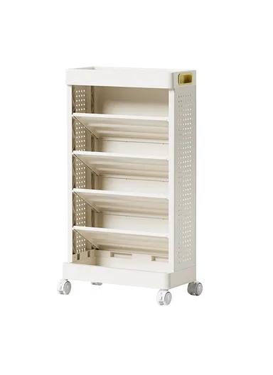 5-Tier Movable Books Storage Rack Multi-Function Organizer Desk Side PP Bookshelf without Drawer