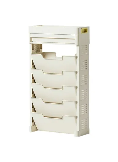5-Tier Classroom Desk Side Book Storage Rack PP Stationery Organizer with Drawer