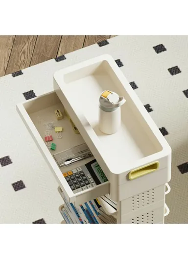 5-Tier Classroom Desk Side Book Storage Rack PP Stationery Organizer with Drawer