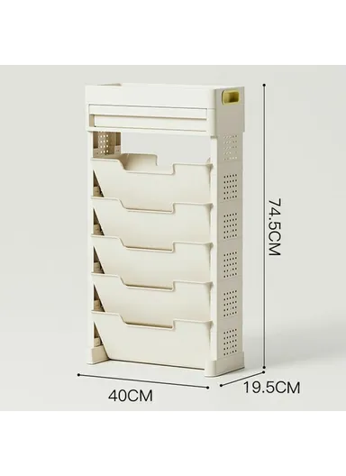 5-Tier Classroom Desk Side Book Storage Rack PP Stationery Organizer with Drawer