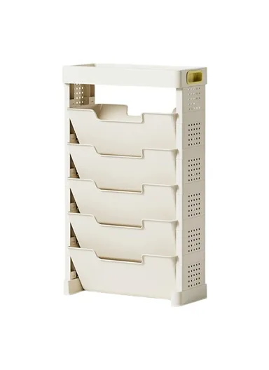 5-Tier Classroom Desk Side Book Storage Rack PP Stationery Organizer without Drawer and Wheels