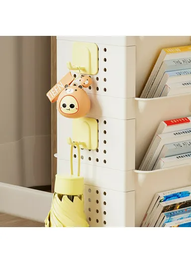 5-Tier Classroom Desk Side Book Storage Rack PP Stationery Organizer without Drawer and Wheels