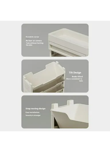 5-Tier Classroom Desk Side Book Storage Rack PP Stationery Organizer without Drawer and Wheels