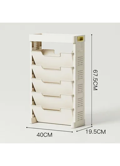 5-Tier Classroom Desk Side Book Storage Rack PP Stationery Organizer without Drawer and Wheels