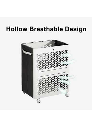 Folding Laundry Basket Clothes Hamper Storage Box with Wheels for Bathroom Home Use (L38 x W28 x H48) cm