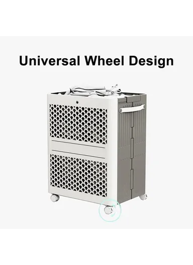 Folding Laundry Basket Clothes Hamper Storage Box with Wheels for Bathroom Home Use (L38 x W28 x H48) cm