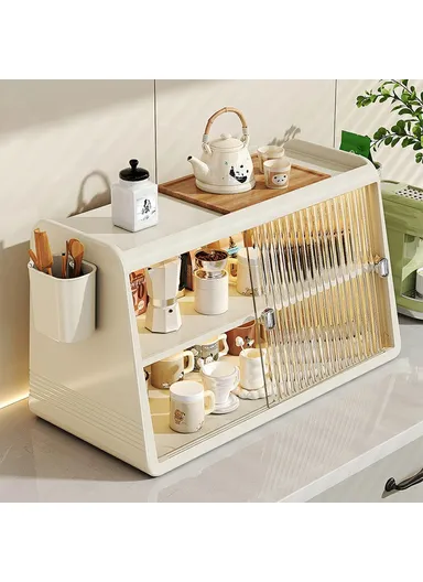 3-Tier Cup Holder Organizer Kitchen Countertop Coffee, Mugs, Tea, Cups &amp; Storage Rack with 2 Storage Boxes