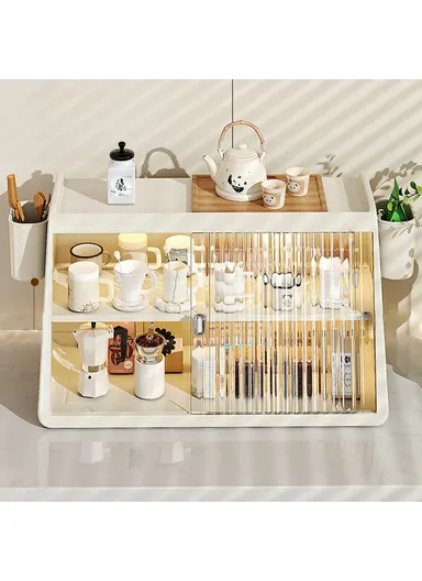 3-Tier Cup Holder Organizer Kitchen Countertop Coffee, Mugs, Tea, Cups &amp; Storage Rack with 2 Storage Boxes