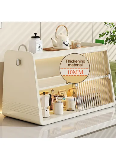 3-Tier Cup Holder Organizer Kitchen Countertop Coffee, Mugs, Tea, Cups &amp; Storage Rack with 2 Storage Boxes