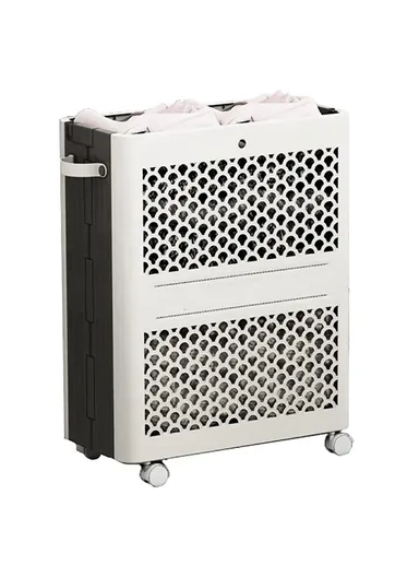 Foldable Laundry Basket with Wheels for Home &amp; Bathroom Dirty Clothes Storage Box (L38 x W19 x H48) cm