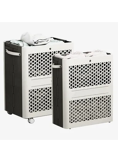 Foldable Laundry Basket with Wheels for Home &amp; Bathroom Dirty Clothes Storage Box (L38 x W19 x H48) cm