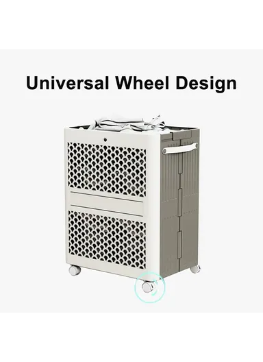 Foldable Laundry Basket with Wheels for Home &amp; Bathroom Dirty Clothes Storage Box (L38 x W19 x H48) cm