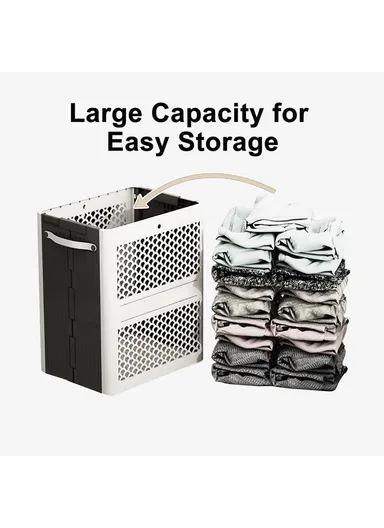 Foldable Laundry Basket Home Bathroom Dirty Clothes Storage - No Wheels (L38 x W19 x H45) cm