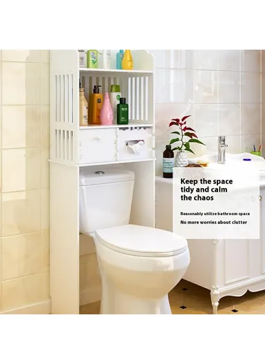  Wooden Bathroom Over Toilet Storage Rack, Toiletries Cleaning Supplies Organizer Cabinet