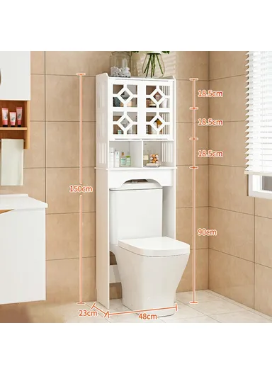  Bathroom Over Toilet Storage Rack Toiletries Cleaning Supplies Organizer Cabinet- ZW0074DM-A09