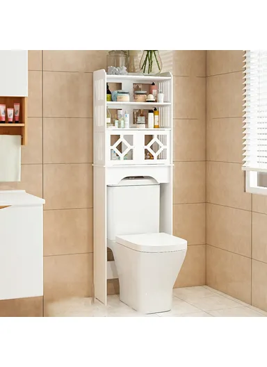 Bathroom Over Toilet Storage Rack Wood-Plastic Board ,Toiletries Cleaning Supplies Organizer Cabinet-zw0074-XM-A09