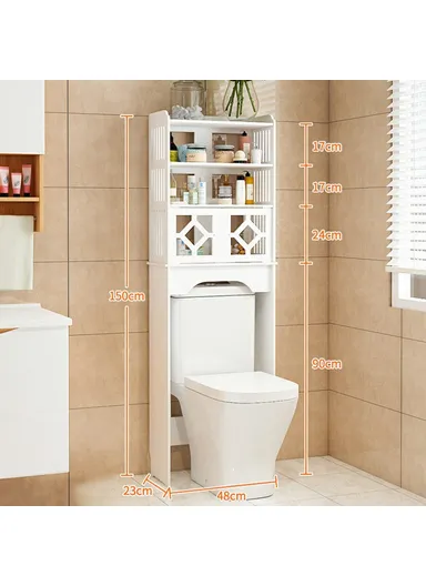 Bathroom Over Toilet Storage Rack Wood-Plastic Board ,Toiletries Cleaning Supplies Organizer Cabinet-zw0074-XM-A09