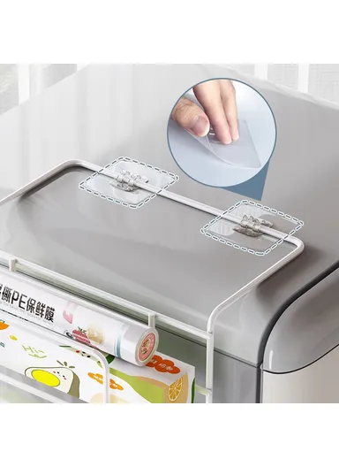 5 Tier Refrigerator Side Organizer Space Saving No Drilling Carbon Steel Kitchen Storage Rack - White