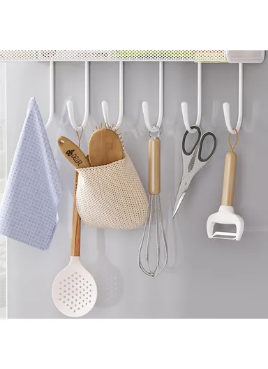 6 Tier Refrigerator Side Organizer Space Saving No Drilling Carbon Steel Kitchen Storage Rack - White