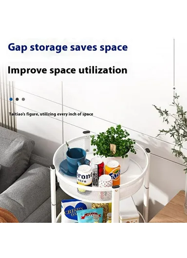 Folding Multi-Function Storage Cart Kitchen Organizer Stand 3-Tier Fruit Vegetable Basket ,Snack Rack - White