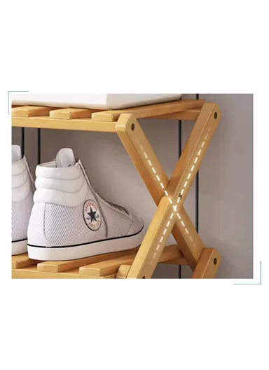 9-Tier Foldable Bamboo Shoe Rack, No Installation Required, Home Entryway Shoes Storage Organizer - Tawny
