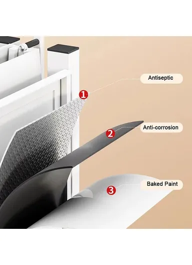 4 Tiers Foldable Kitchen Storage Rack, Heavy Duty Carbon Steel Shelf for Microwave Oven with Wheels - Black