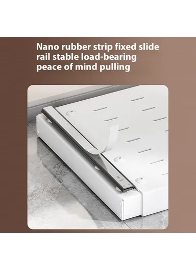 Under Sink Organizer, Pull Out Kitchen Cabinet Drawer, Extendable Length Storage Rack (L50 x W52 x H7)cm - White / 52cm