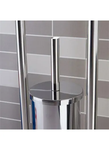 2 in 1 Space Saving Floor Standing, Stainless Steel Bathroom Tissue Roll Holder, Stand with Toilet Brush