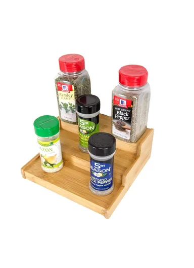 3-Tier Bamboo Spice Rack, Kitchen Organizer, Countertop Condiments Herbs Storage Shelf