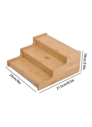 2Pcs 3-Tier Bamboo Spice Rack, Kitchen Organizer Countertop Condiments Herbs Storage Shelf