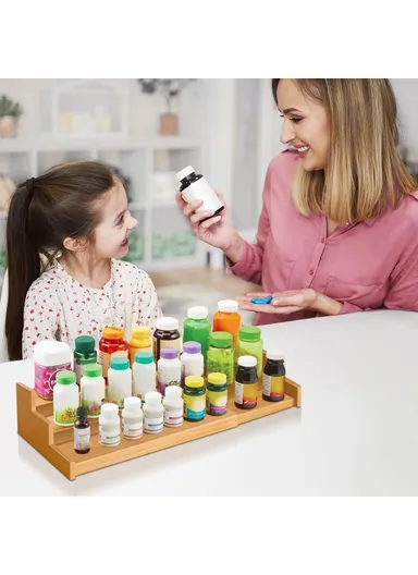 2Pcs 33-58cm Length Expandable 3-Tier Kitchen Spice Rack Organizer, Countertop Drawer Storage Shelf